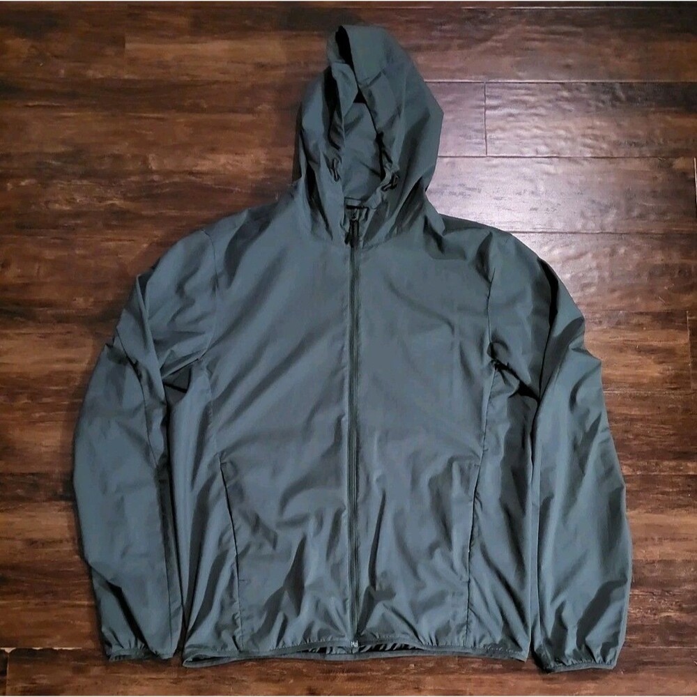 UNIQLO Mens Green Hooded Lightweight Jacket Size L Windbreaker Full Zip